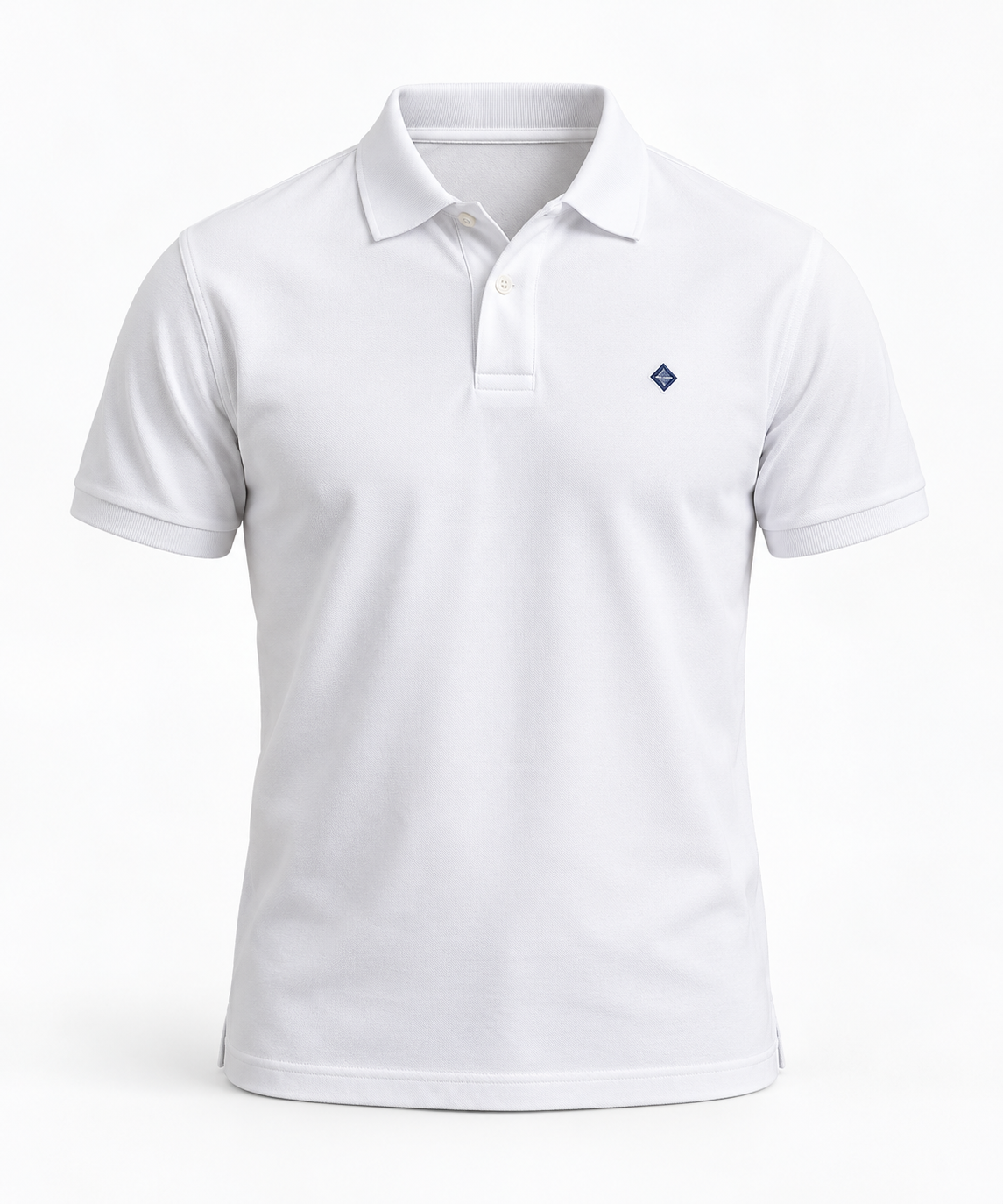 Men's White Cotton Polo Shirt - Embroidered