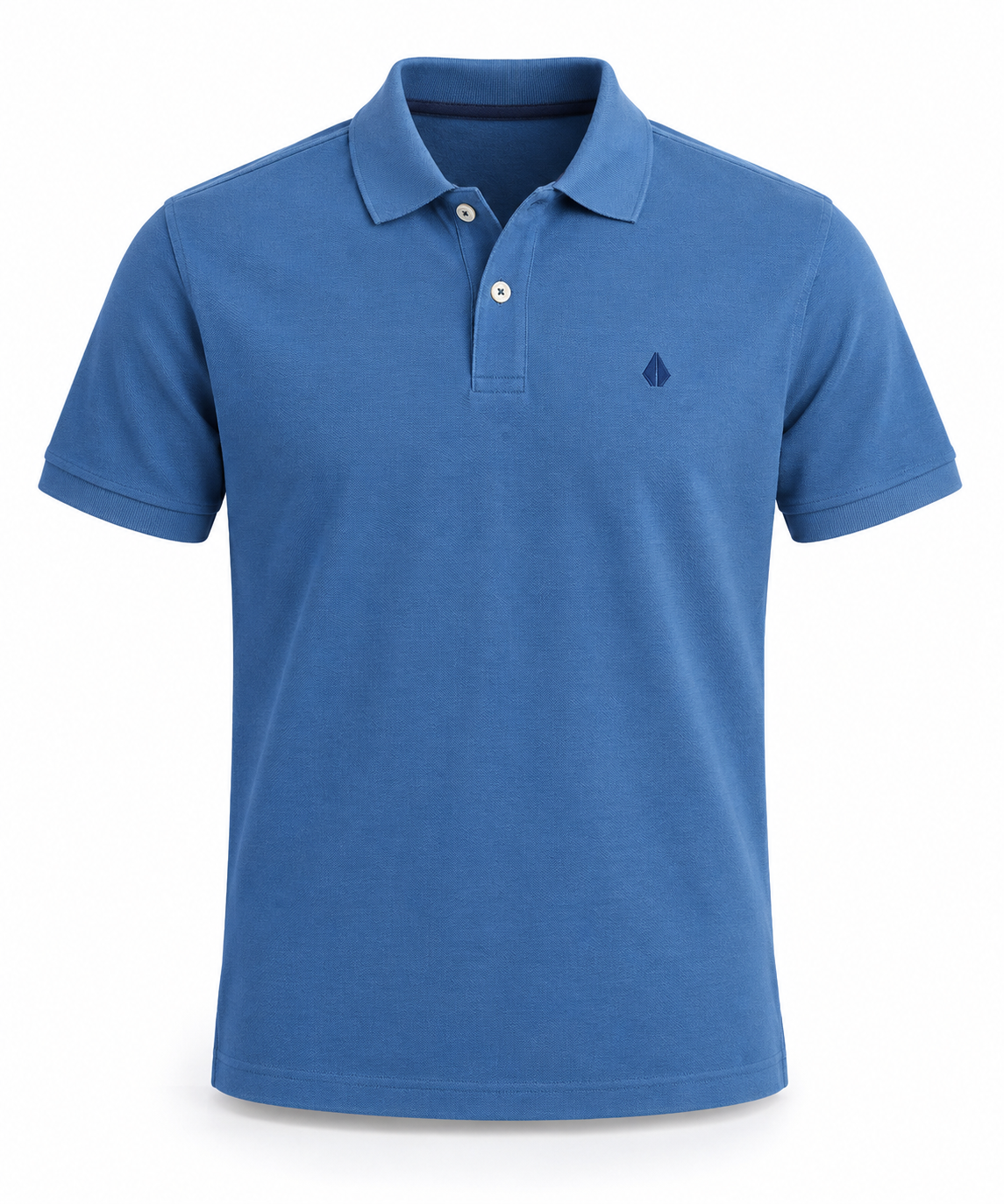 Men's Blue Cotton Polo Shirt - Embroidered