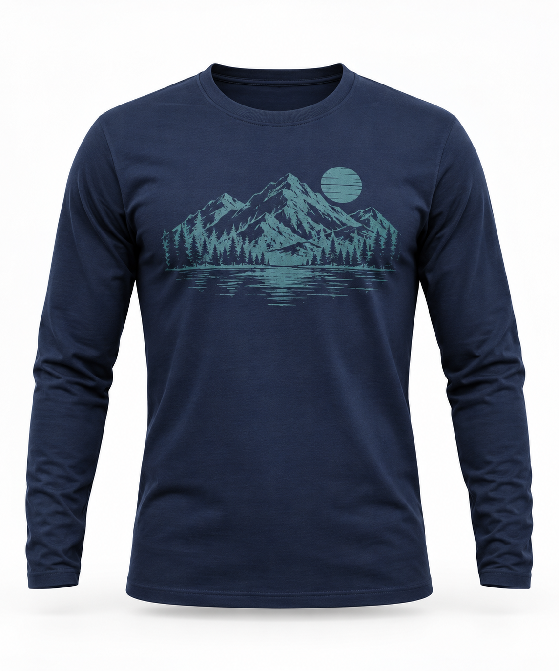 Men's Printed Long Sleeves T-Shirt - Crew Neck
