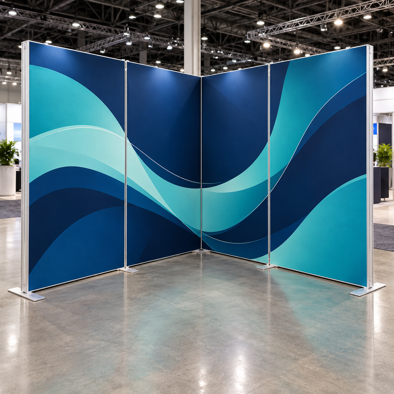 10ft Magnetic Modular Fabric Displays - L Shape Four Corner Kit