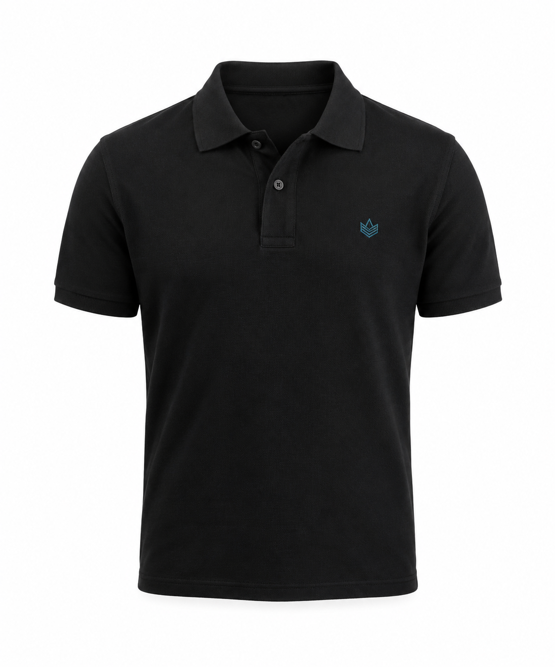 Men's Black Cotton Polo Shirt - Embroidered