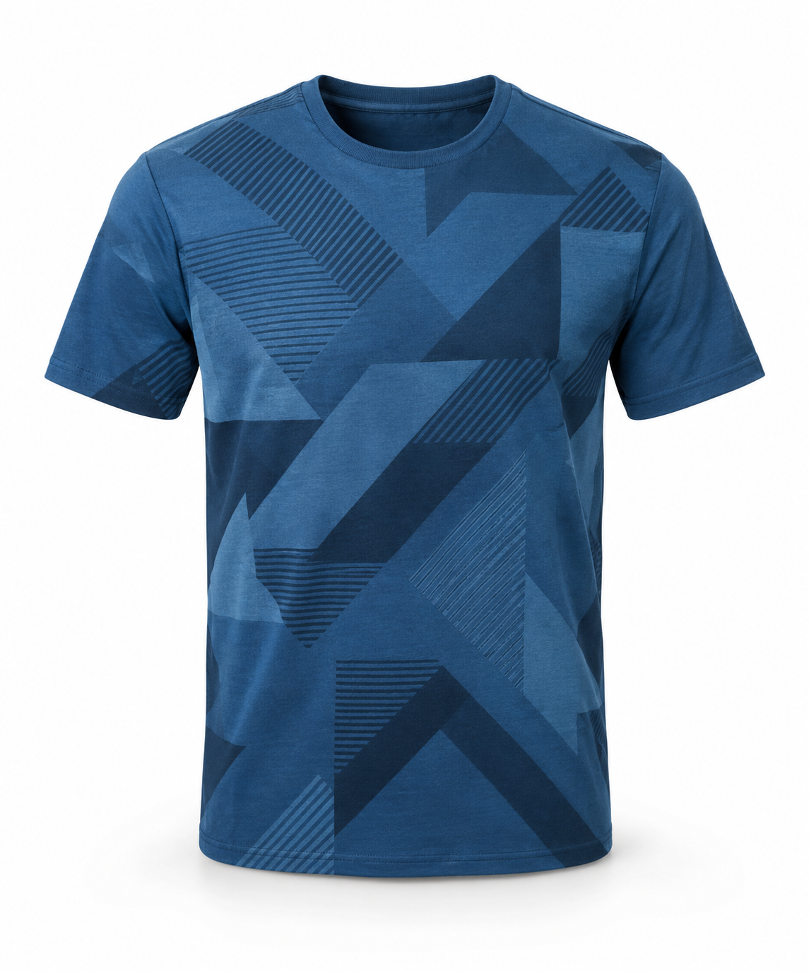 Men's Blue Printed T-Shirt - Crew Neck