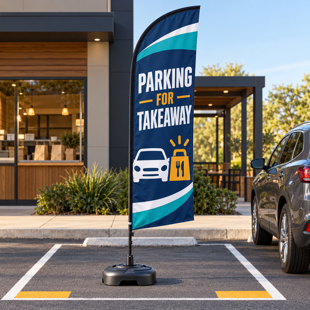 Pre-Printed Parking for Takeaway Feather Flag
