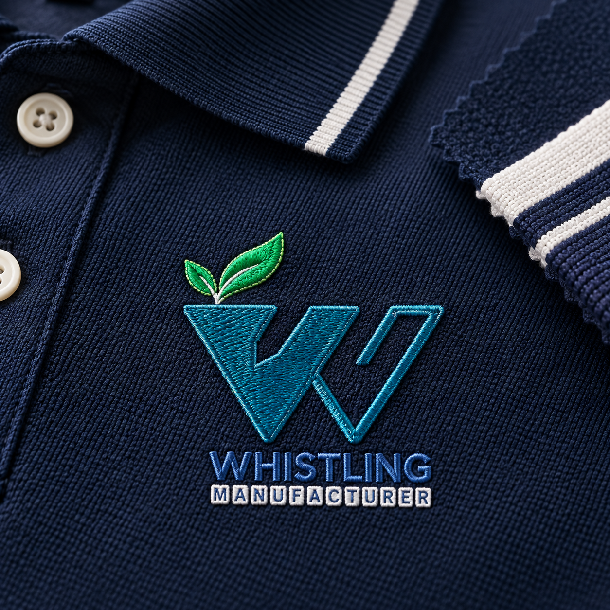 Close-up of finished logo apparel