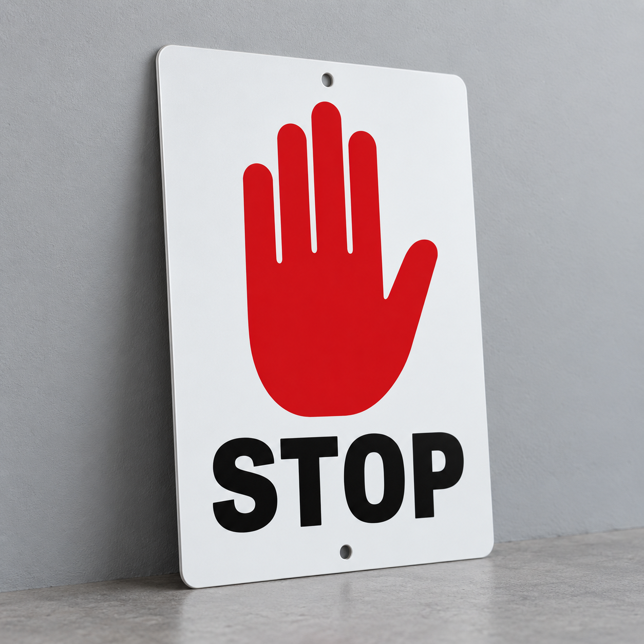 Stop Hand Symbol Aluminum Sign (Non Reflective)