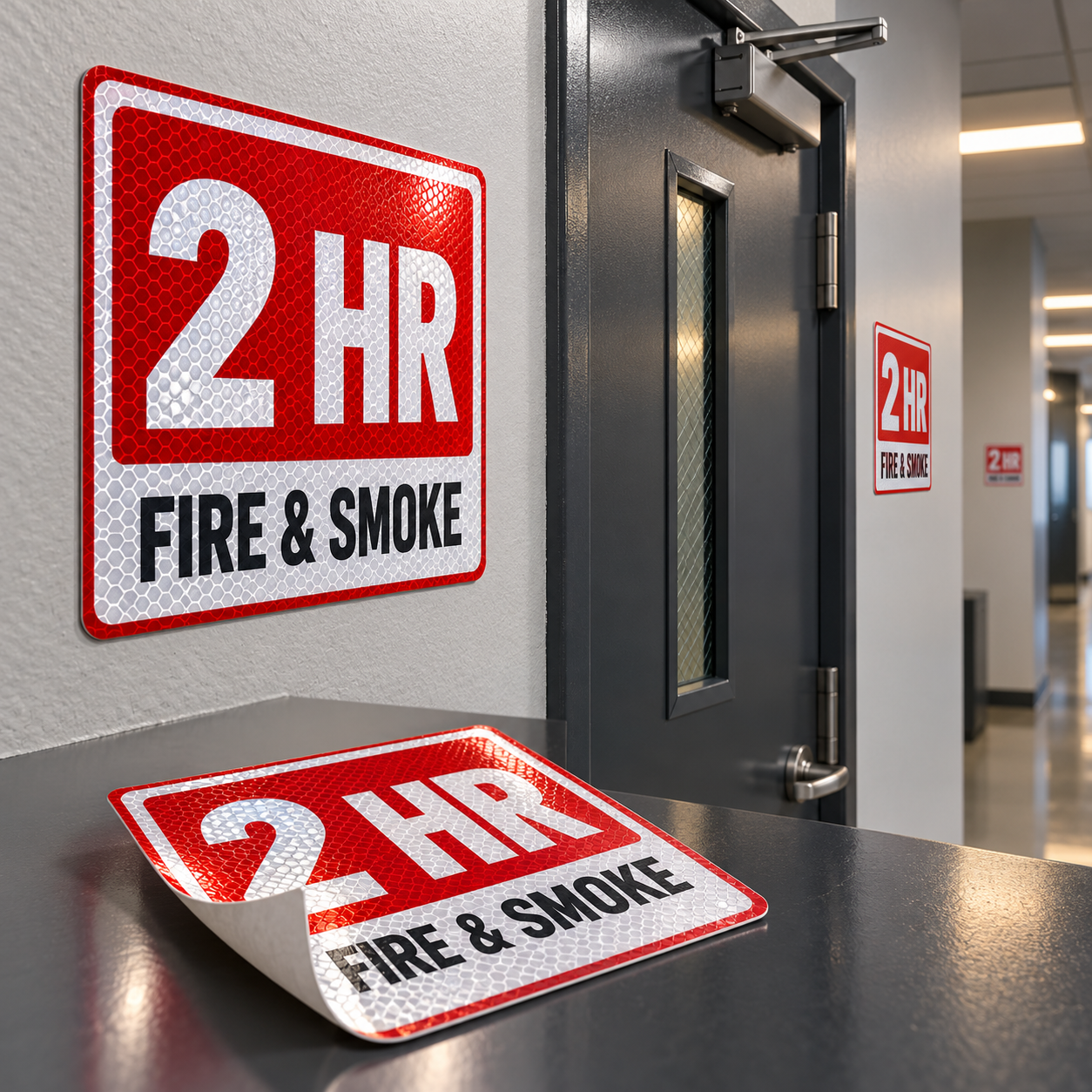 2 HR Rated Fire & Smoke Wall Decal (EGR Reflective)
