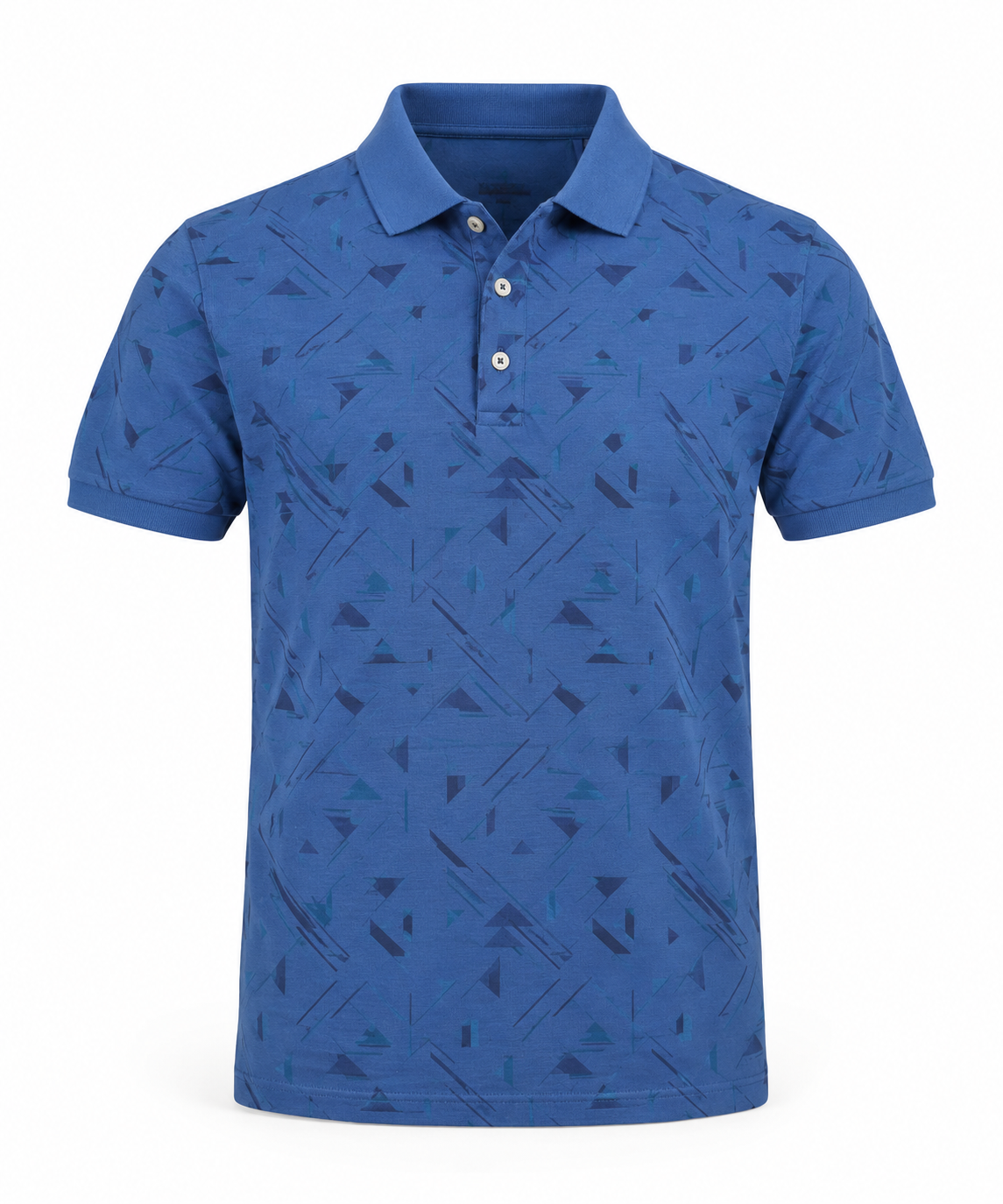 Men's Blue Cotton Polo Shirt- Printed