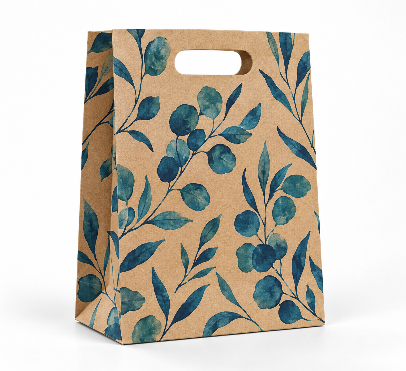 Printed Die-Cut Handle Bags - Brown
