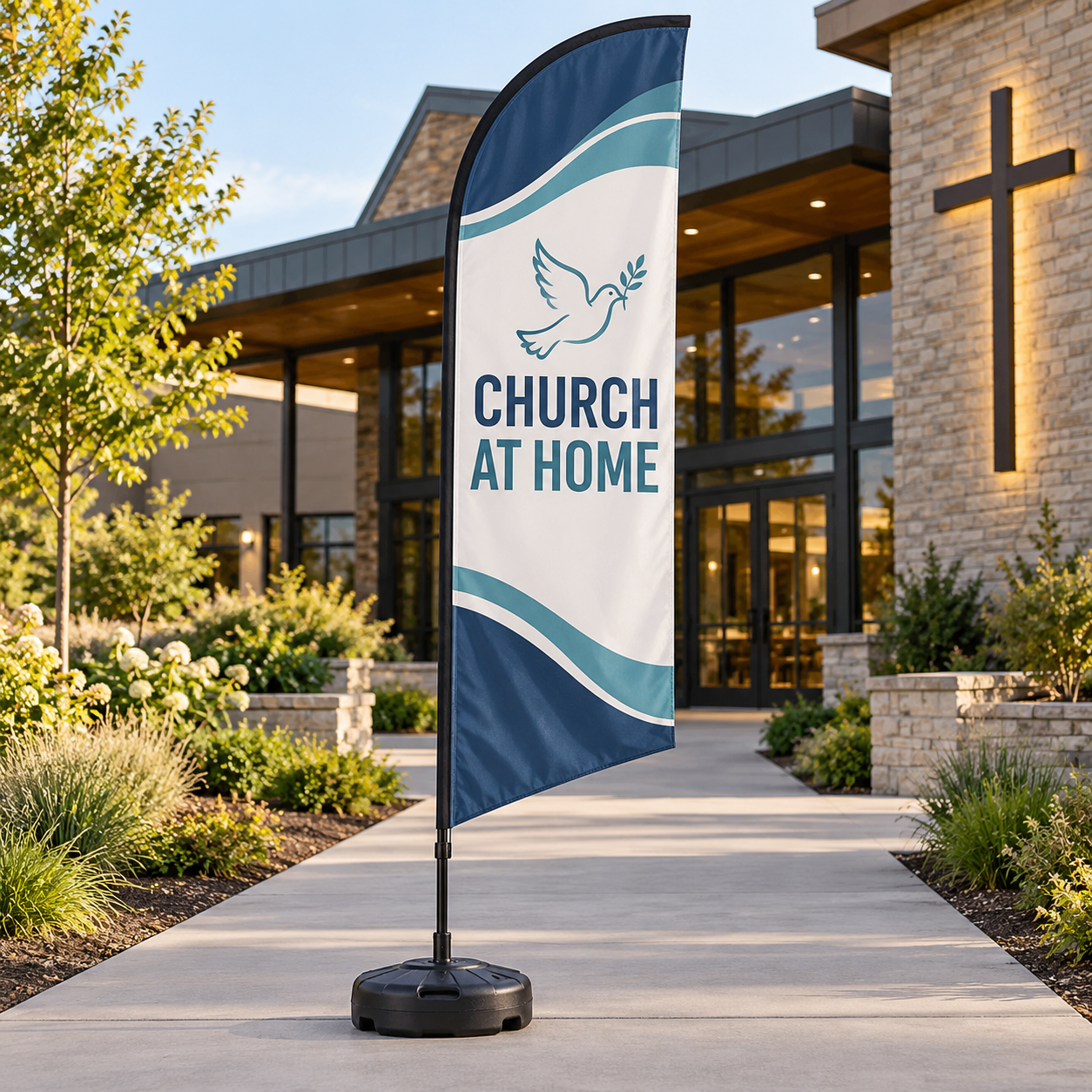 Pre-Printed Church at Home Feather Flag