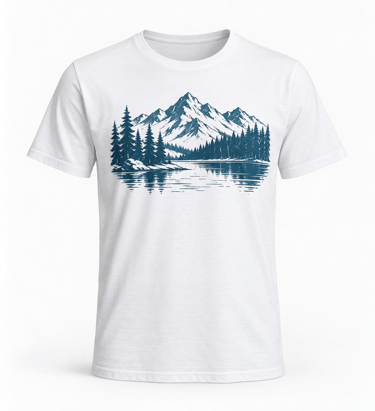 Men's White Printed T-Shirt - Crew Neck