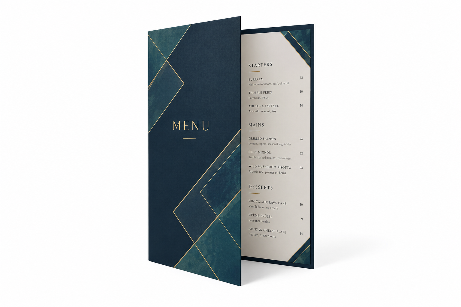 Folded Dine-in Menus Outdoor events