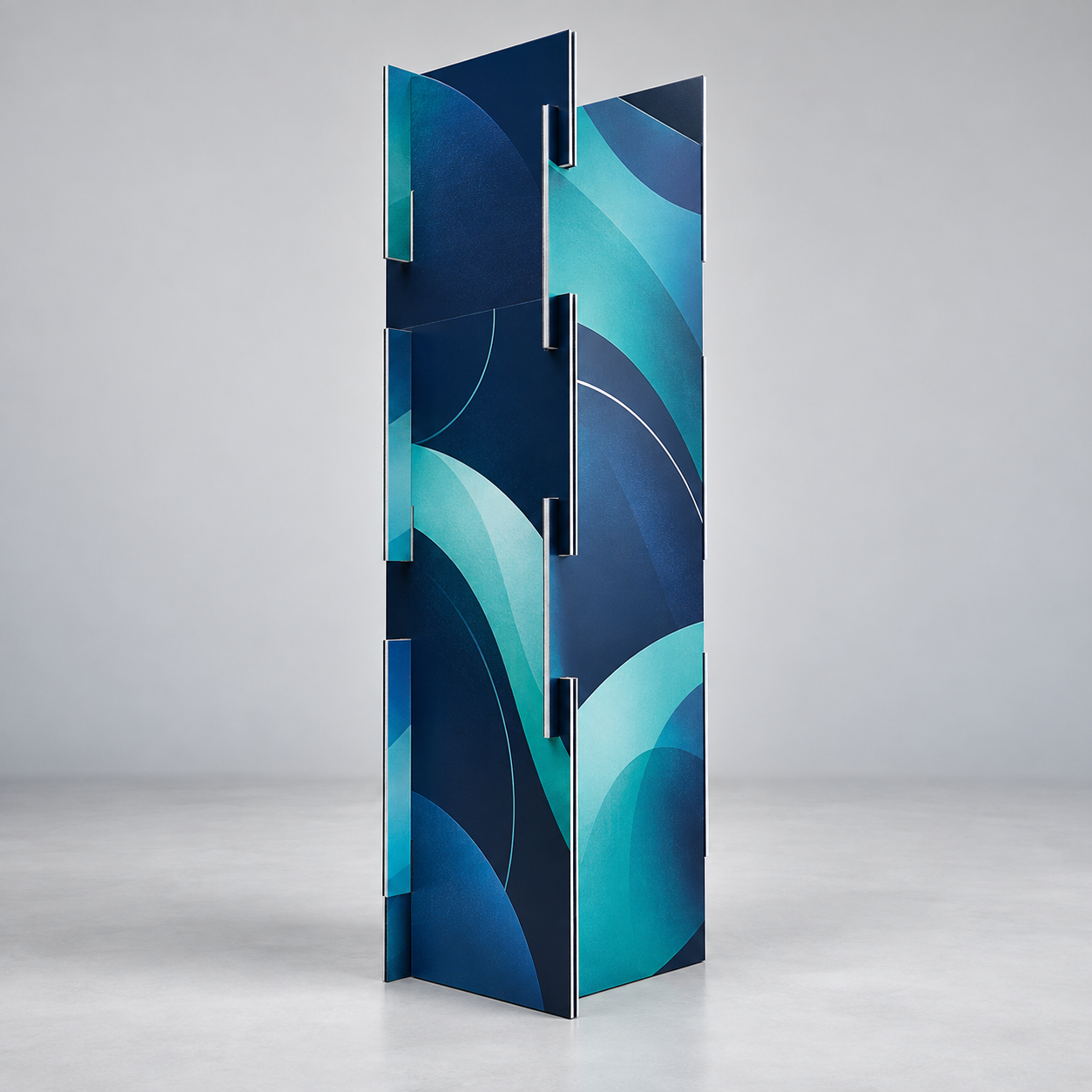 Display Tower with Custom Printed Interlocking Panels