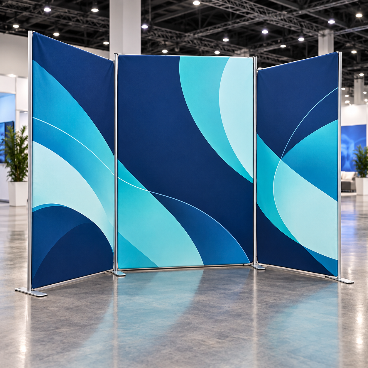 6.5ft Magnetic Modular Fabric Display - Two Sloped & Straight Banner Stands