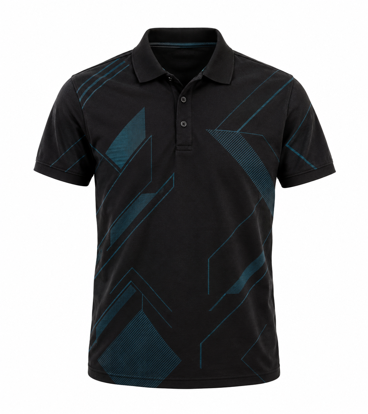 Men's Black Polo Shirt - Printed