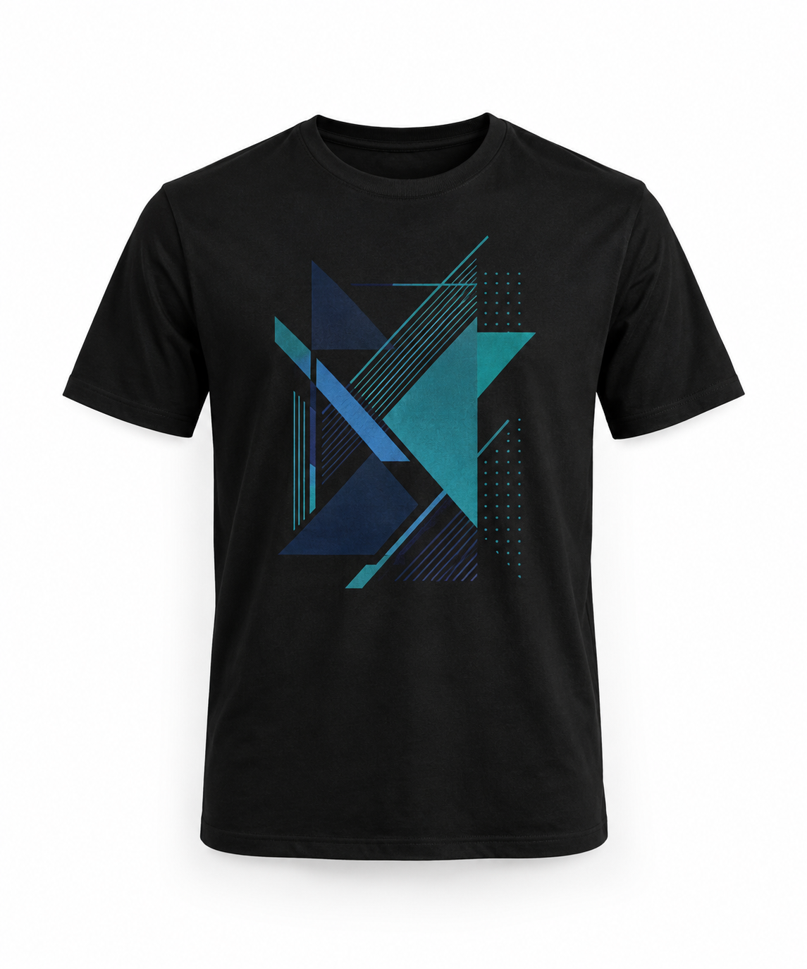 Men's Black Printed T-Shirt - Crew Neck