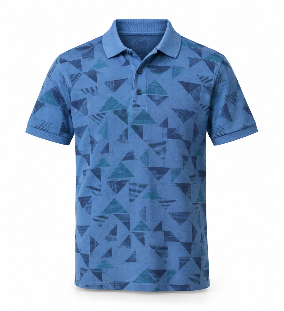 Men's Blue Polo Shirt - Printed