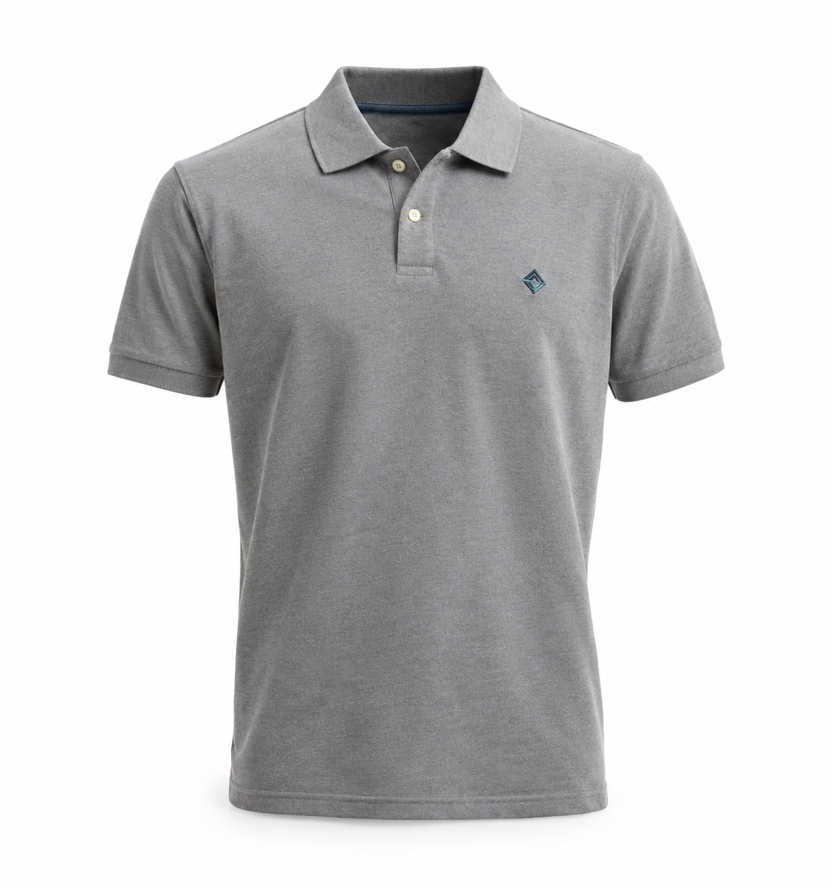 Men's Grey Cotton Polo Shirt - Embroidered