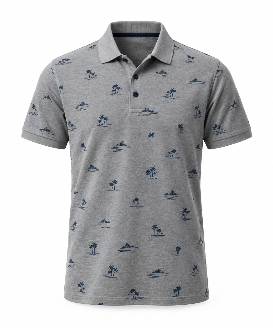 Men's Grey Polo Shirt - Printed