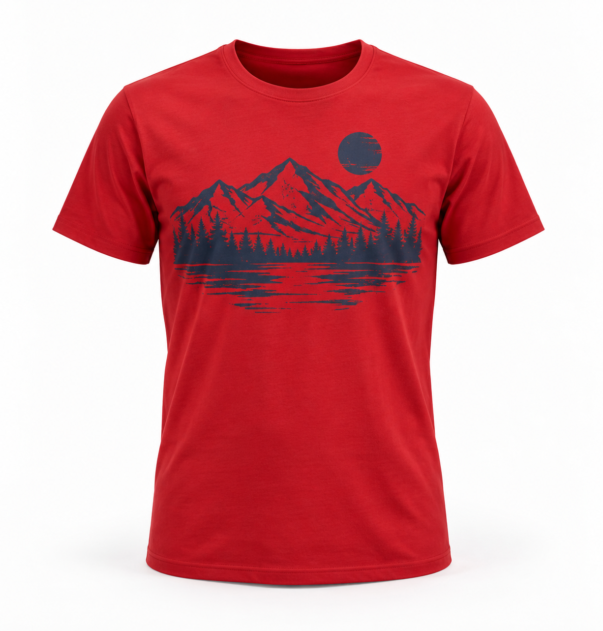 Men's Red Printed T-shirt - Crew Neck