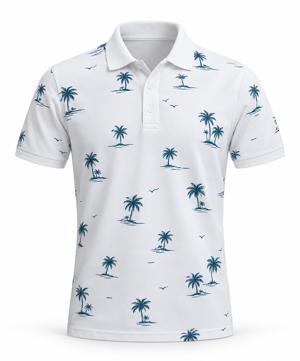 Men's White Polo Shirt - Printed