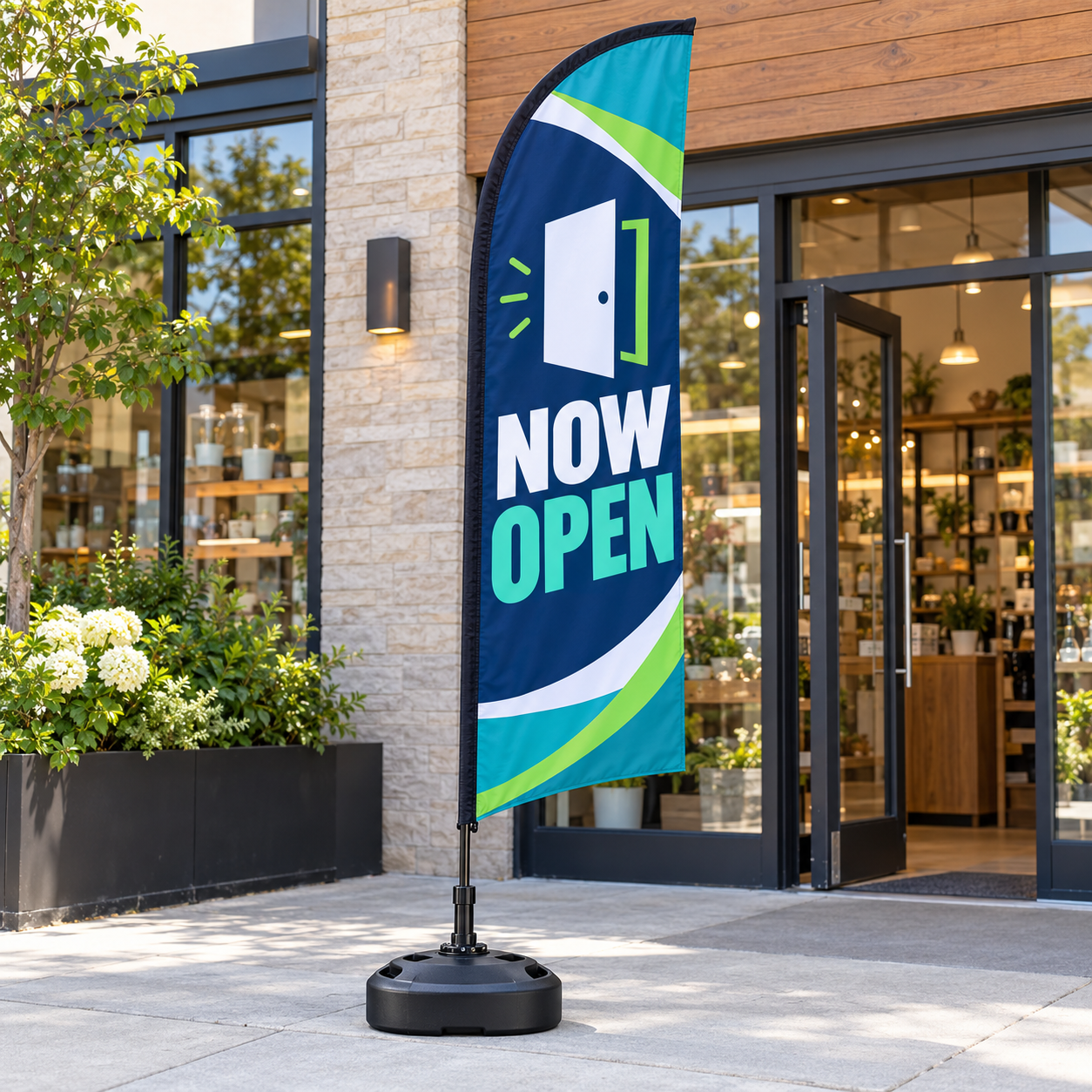 Pre-Printed Now Open Feather Flag Outdoor events