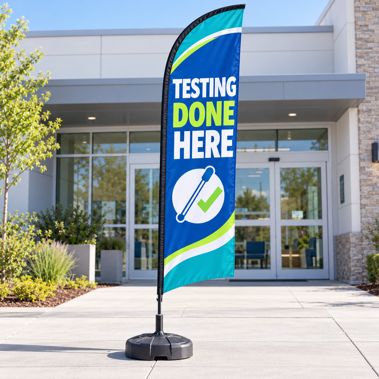Pre-Printed Testing Done Here Feather Flag Outdoor events