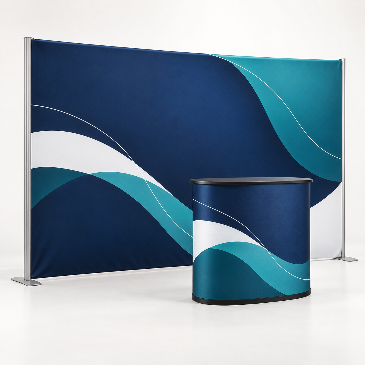 10ft Inline Trade Show Booth - Portable Backwall Display with Counter