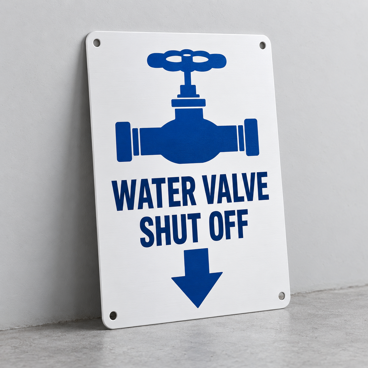 Water Valve Shut Off Aluminum Sign (Non Reflective)
