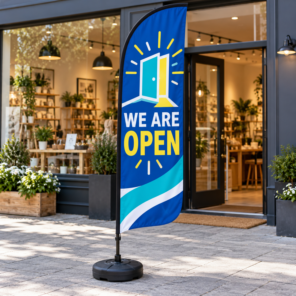 Pre-Printed We are Open Feather Flag Main product image