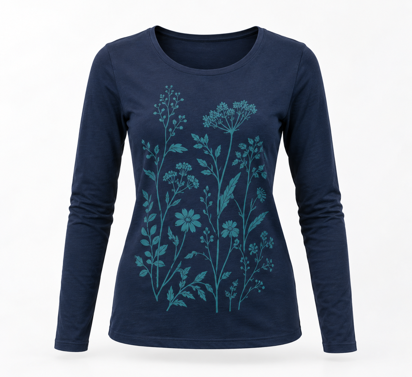 Women's Printed Organic T shirt - Long Sleeve